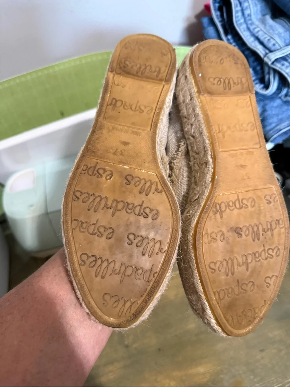 Free People Topanga Espadrille Sneakers Beige Black Jute Burlap Size 37 US 7